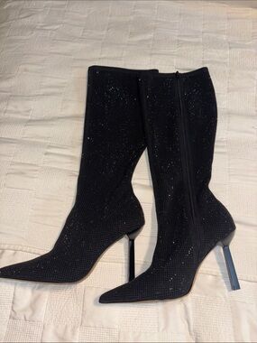 Aldo Ticktock Viral Black Rhinestone Boots. Size 8.5 Worn once.